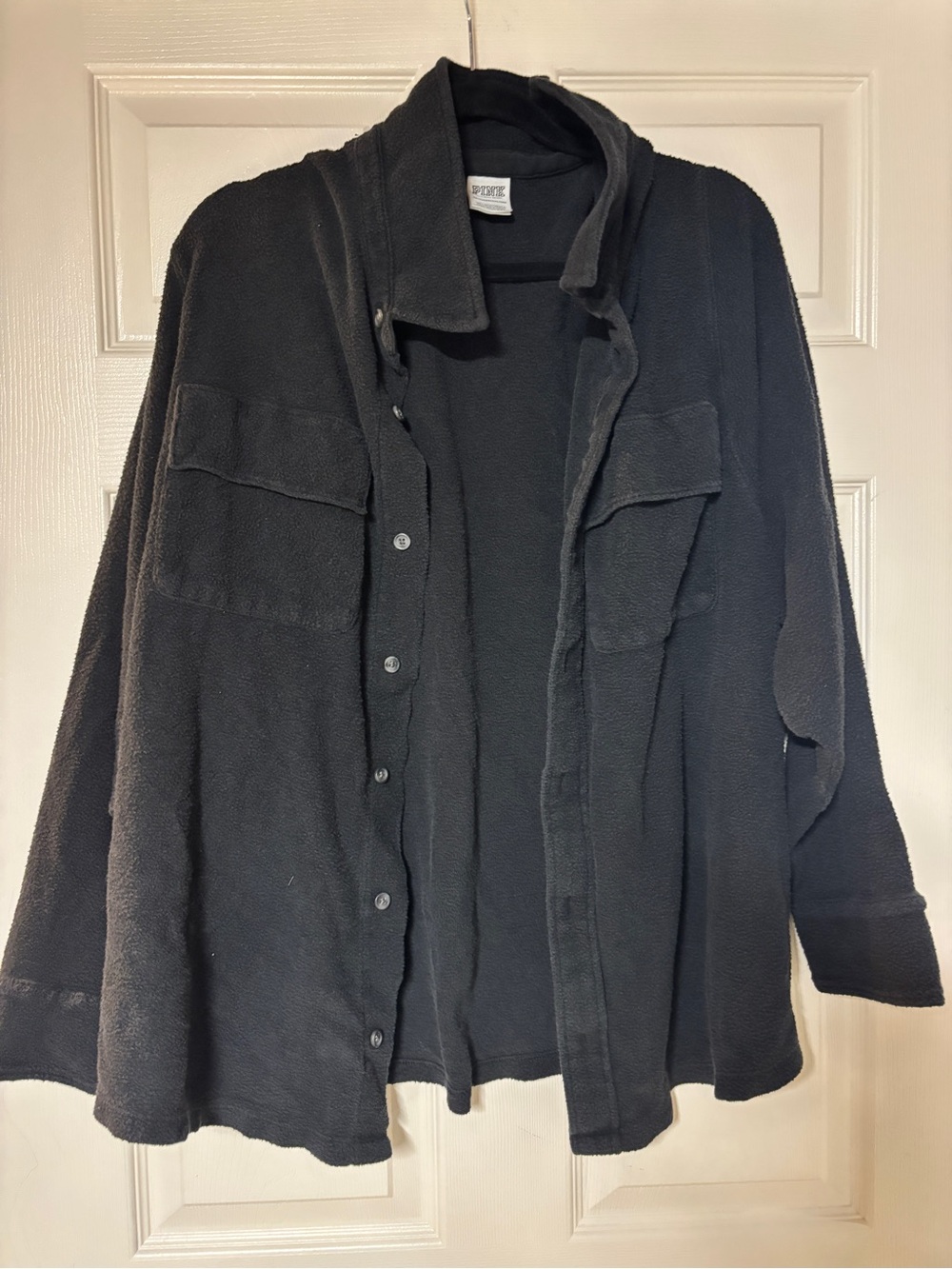 Women’s Black Fleece Button-Up Shirt Jacket XXL
